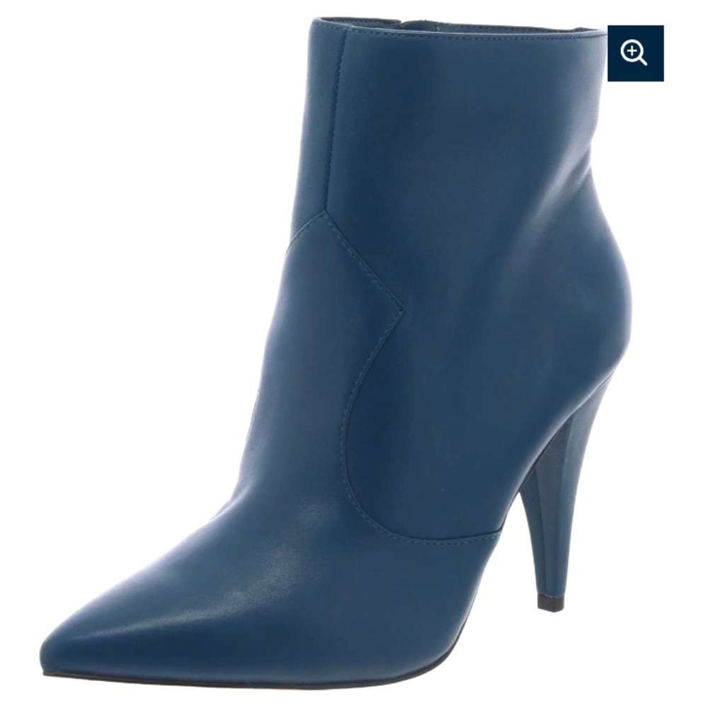 REDUCED NEW VINCE CAMUTO TEAL LEATHER ANKLE HEEL POINTY TOE BOOTS 37 US 6.5 M